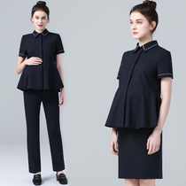 Pregnancy Maternity Dress 2022 Summer New Short Sleeves Shirt Pants Bag Skirt Two Sets Original Career Interview Suit Jacket