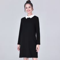 Pregnant womens clothing 2020 Autumn and Winter new long pregnant womens dress female thick loose black professional interview tooling