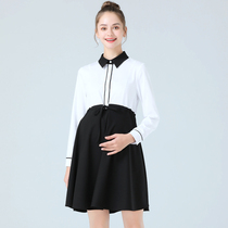 Pregnant women 2021 autumn clothes new long sleeve pregnant women dress women professional work interview work long skirt