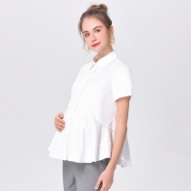 Pregnant womens summer clothes new professional work clothes White pregnant womens summer short sleeve interview shirt loose top