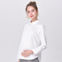 High-end professional pregnant womens shirt womens spring clothing long sleeve Joker loose tooling shirt shirt plus size interview spring and autumn coat tide