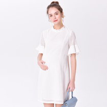 Summer dress new maternity dress pregnancy breastfeeding dress short sleeve white long summer loose pregnant woman skirt