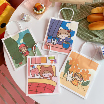 Bag gift bag ins Wind portable bag cartoon cute simple small storage gift handbag paper bag