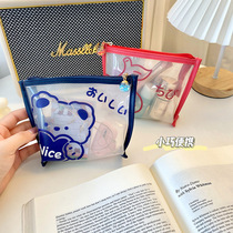 Portable cosmetic bag female portable advanced sense small travel cute simple transparent wash bag waterproof storage bag