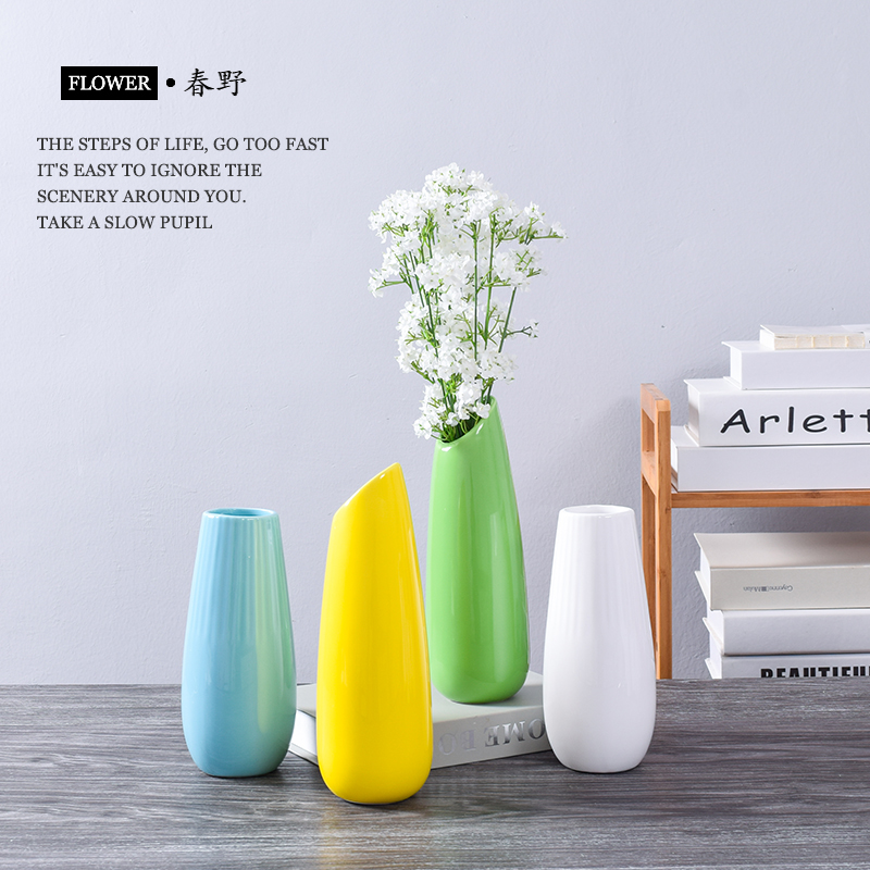 简约小清新陶瓷花瓶摆件摆设鲜花干花日式花器家居饰品水培容器