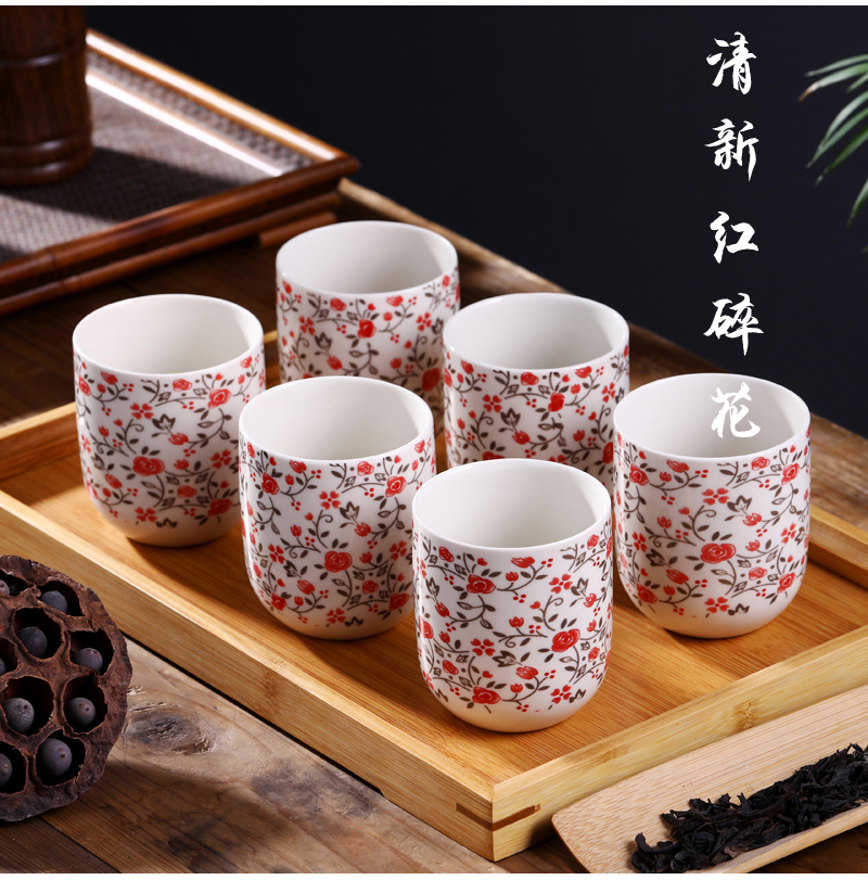 Jingdezhen ceramic cups tea six pack tea tray was home to use individual single CPU contracted Japanese tea cups