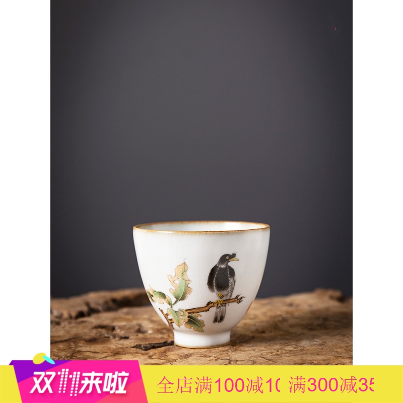 . Poly real view jingdezhen high - end hand - made of painting of flowers and Chinese style your up open piece of checking glass ceramic cups tea master