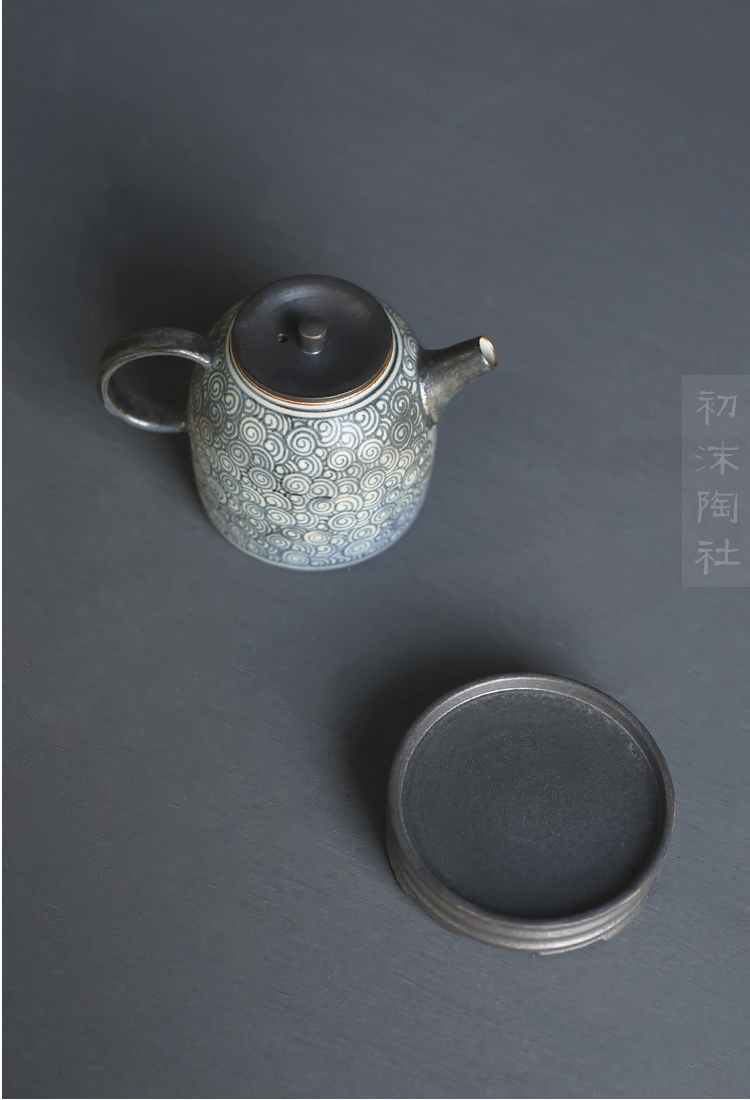 Poly real scene set of jingdezhen ceramic tea set household porcelain teapot coarse pottery teapot han priests pot by hand