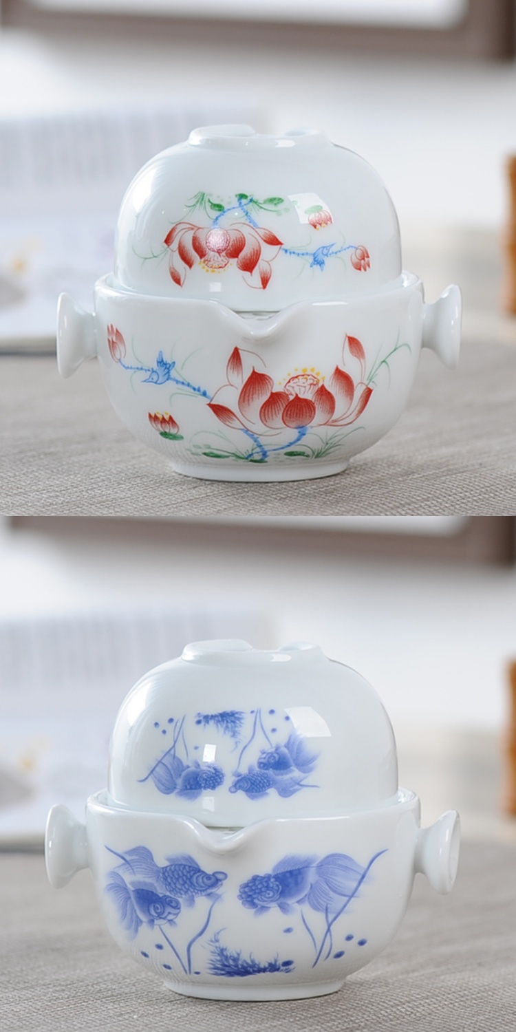 Travel tea set a pot of a individual cup hand - made porcelain ceramic portable office teapot tea crack cup