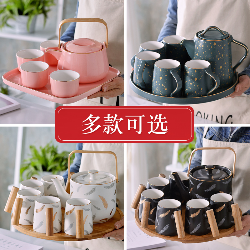 . Poly real scene of jingdezhen ceramic cups tea suit household pure manual high - end north European office in the teapot