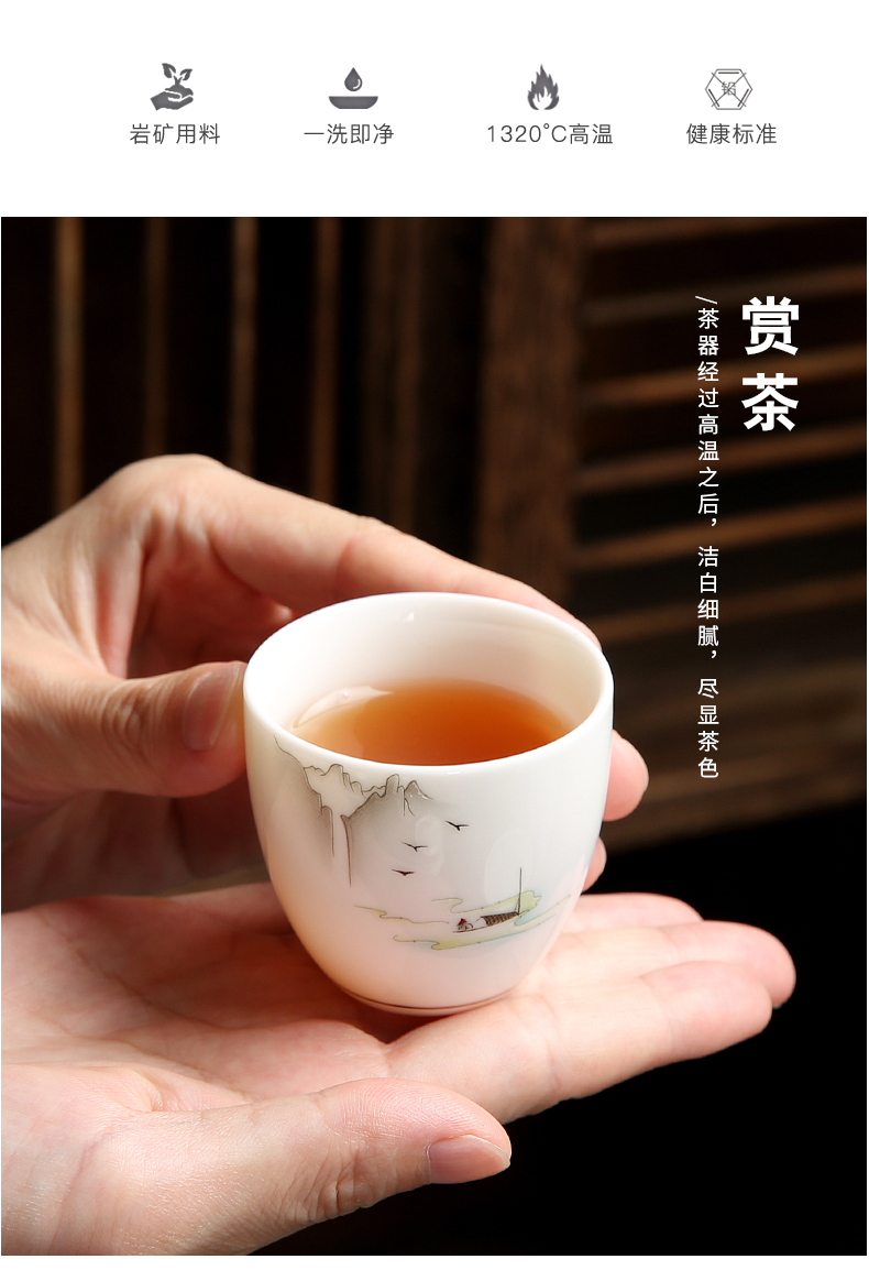 Suet jade porcelain sample tea cup kung fu tea masters cup of household ceramic cups personal little single cup tea light aloes cup