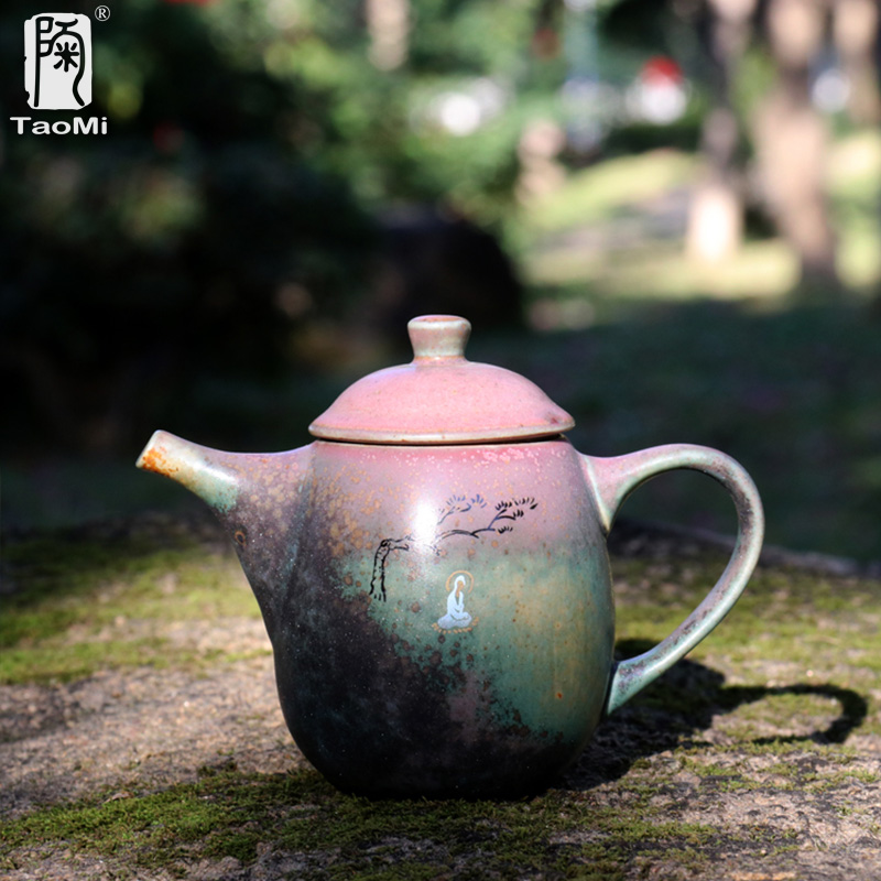 Poly real scene as manual variable coarse pottery teapot handle single pot of Chinese individual household kung fu tea water lingering finish