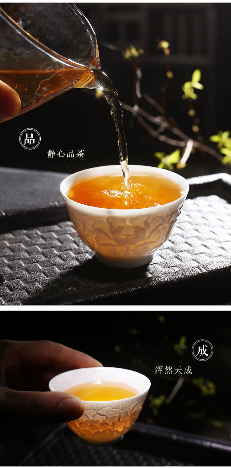 . Poly real scene of jingdezhen ceramic cups engraving sample tea cup kung fu tea set master cup manual single cup white