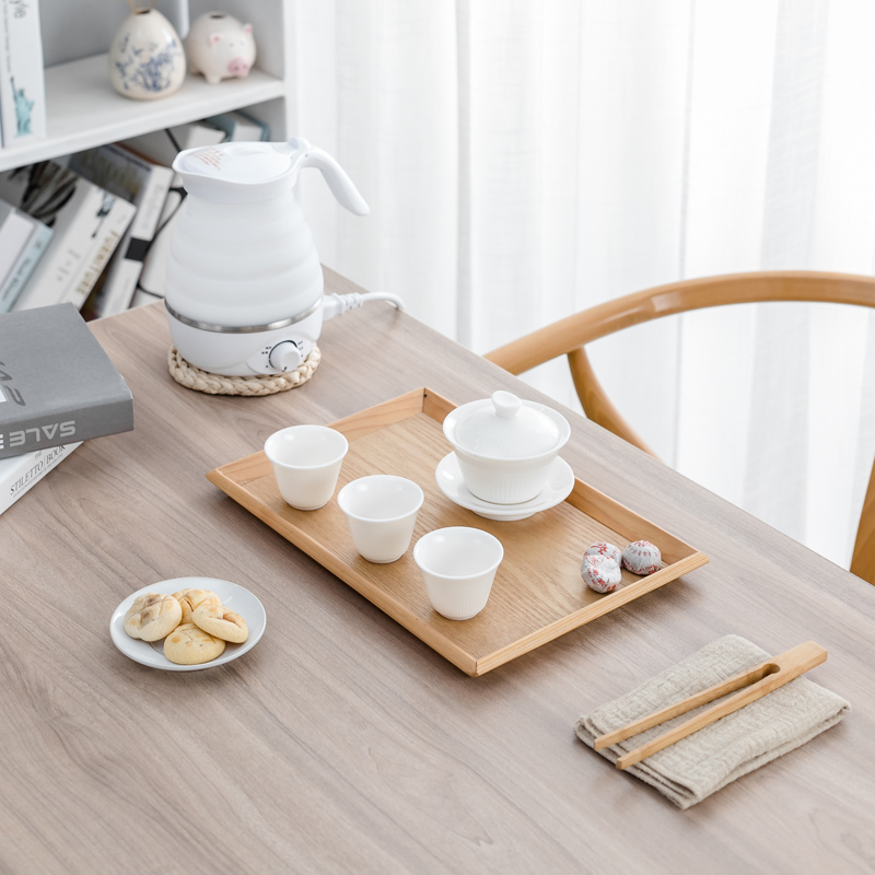 The Poly real scenery travel dehua white porcelain tea set folding kettle suit wing tureen portable crack cup