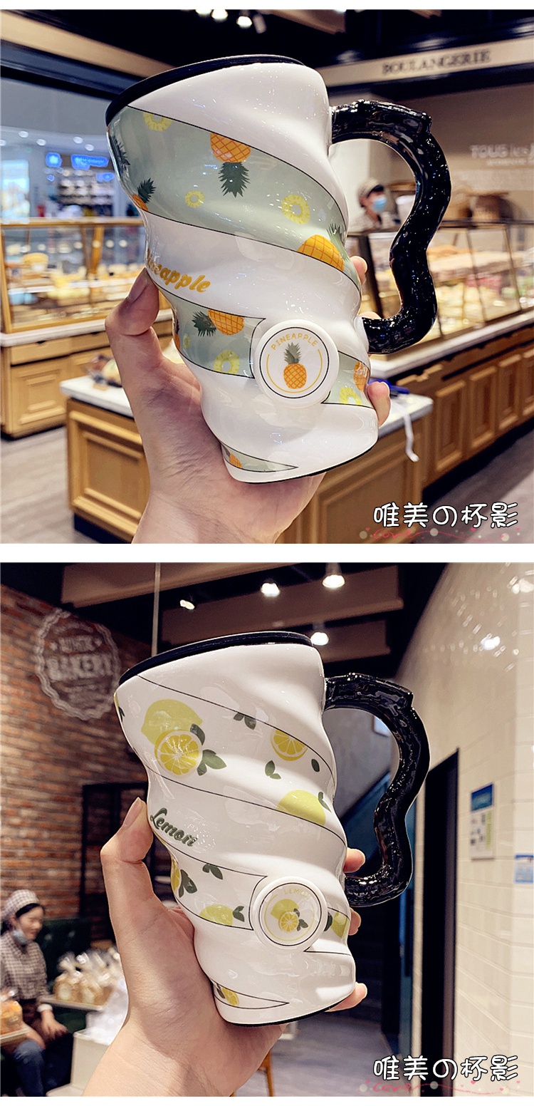 Ms han edition creative girl heart ceramic cup fresh male household coffee cup ins web celebrity express keller