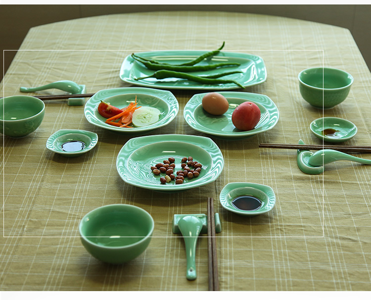 Poly real scene celadon creative Chinese ceramic tableware single dishes cup suit household pure color special dishes