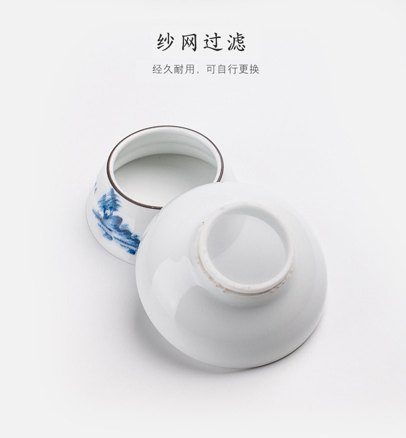 Chaoshan kungfu tea set suit household hand - made landscape light high - end key-2 luxury tureen tea cup of a complete set of ceramic teapot