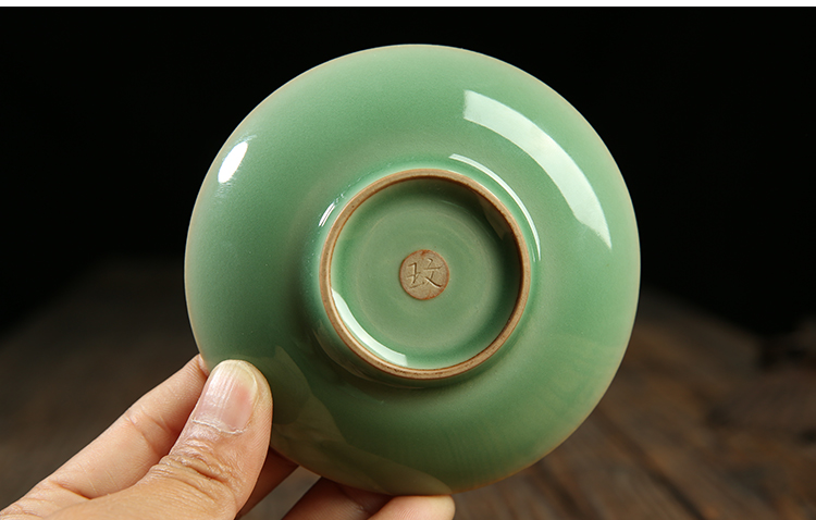 Poly real scene celadon kung fu tea cup wang wen cinnabar tire tureen ceramic bowl tea sample tea cup brother up by hand