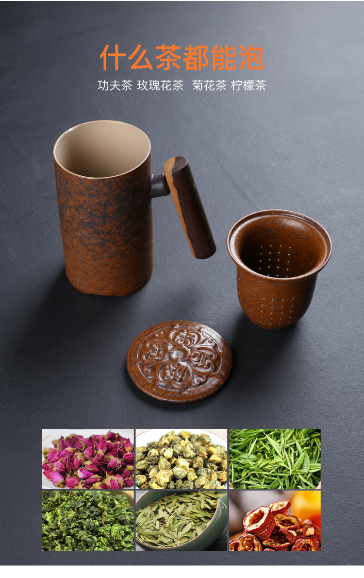 Get creative scene mark cup filter ceramic cups office tea cups with cover glass cup move customization