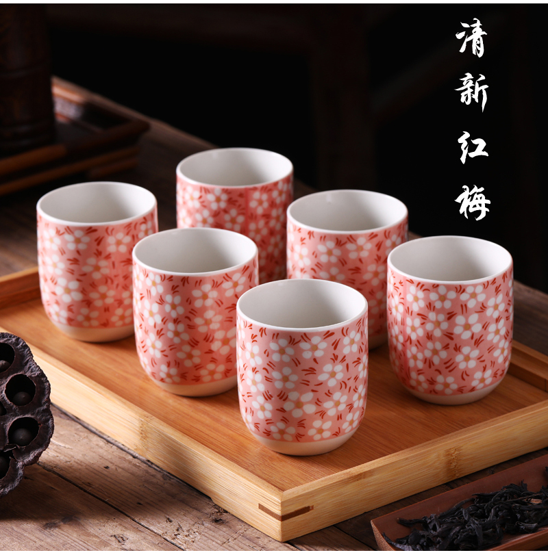 Jingdezhen ceramic cups tea six pack tea tray was home to use individual single CPU contracted Japanese tea cups