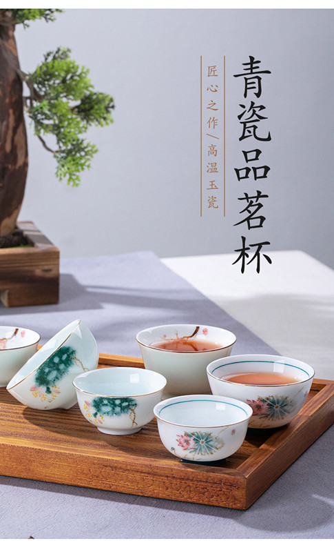 Kung fu ceramic cups single individuals dedicated high - grade single cup small white porcelain with blue and white porcelain hand - made sample tea cup