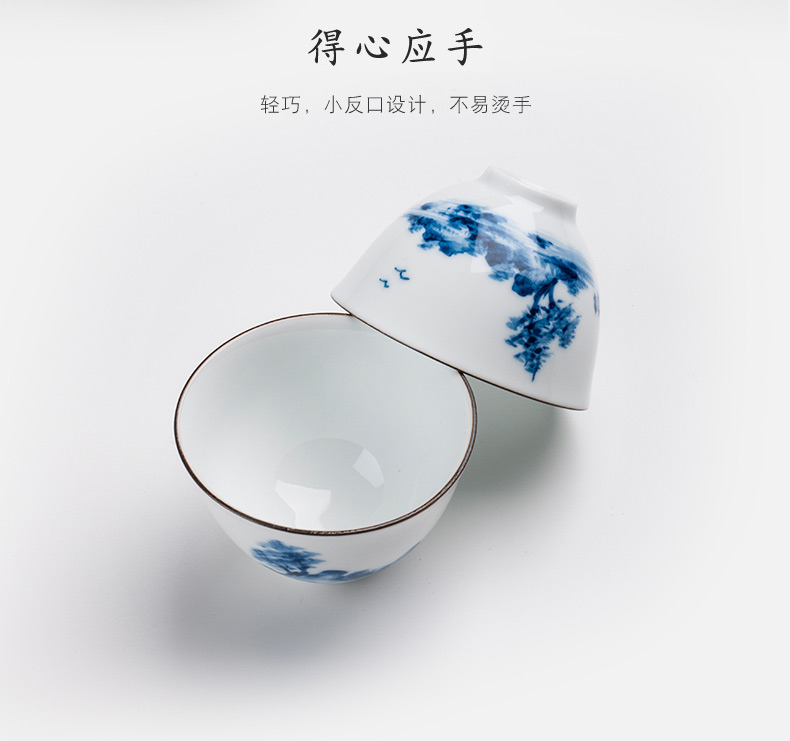 Chaoshan kungfu tea set suit household hand - made landscape light high - end key-2 luxury tureen tea cup of a complete set of ceramic teapot