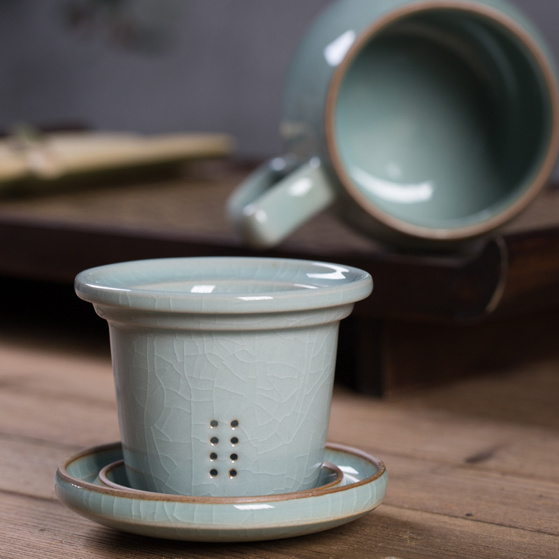 Longquan celadon calving ceramic filter cups with cover the office keller individuals dedicated home tea cups