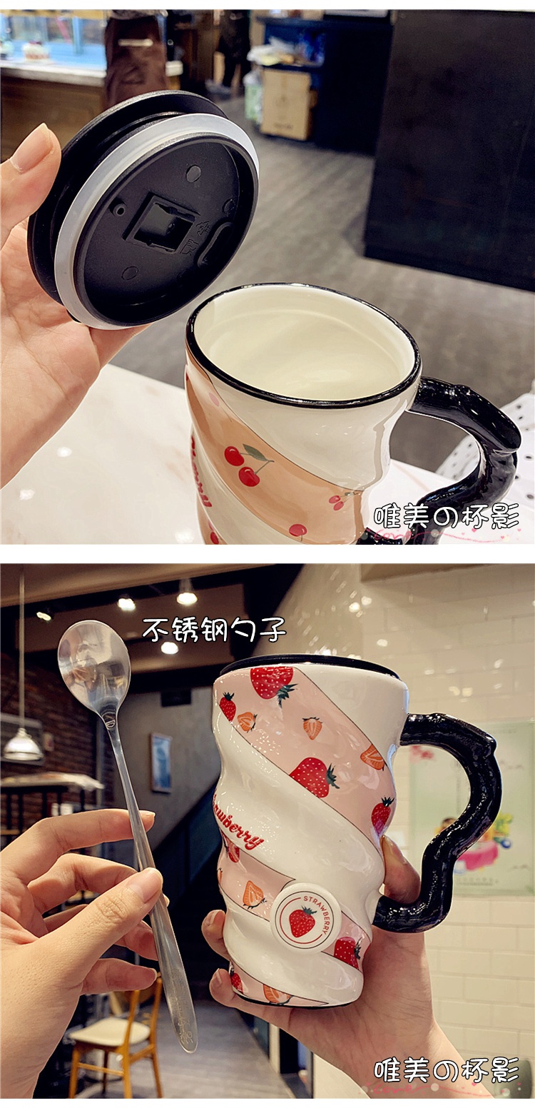Ms han edition creative girl heart ceramic cup fresh male household coffee cup ins web celebrity express keller