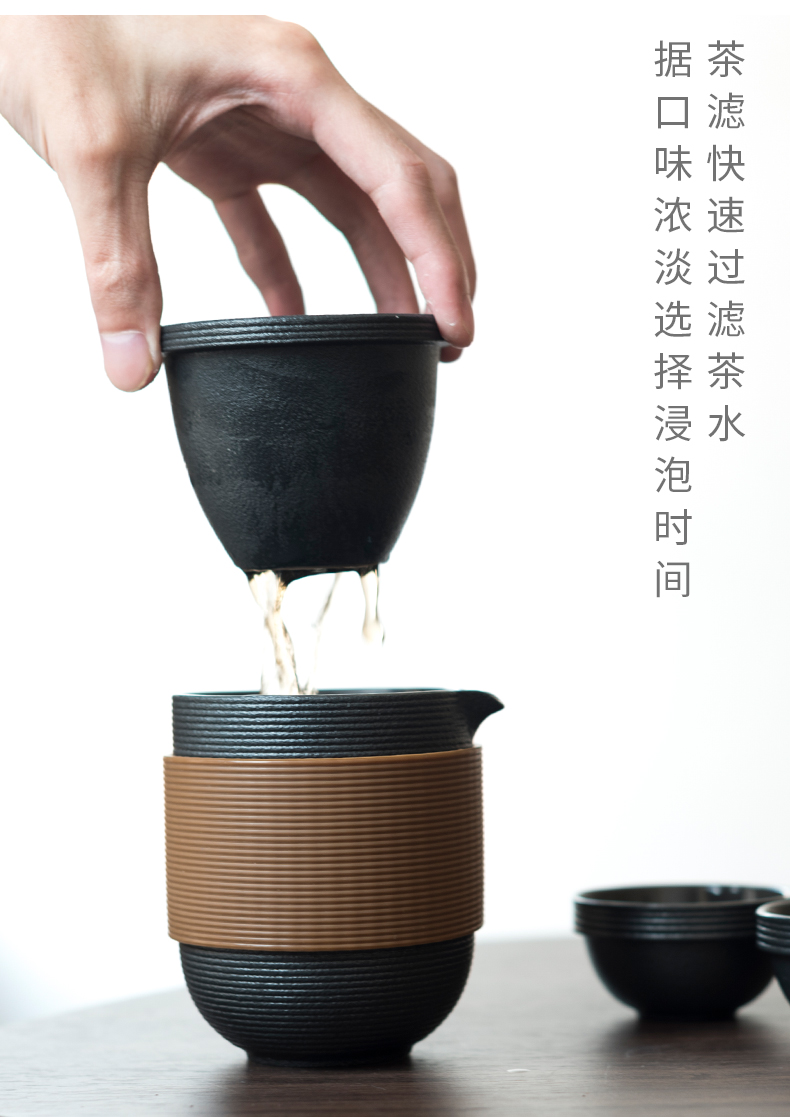 Gather a pot of scene four cups of ceramic crack cup travel portable package kung fu tea set is suing tea kettle with tea cups