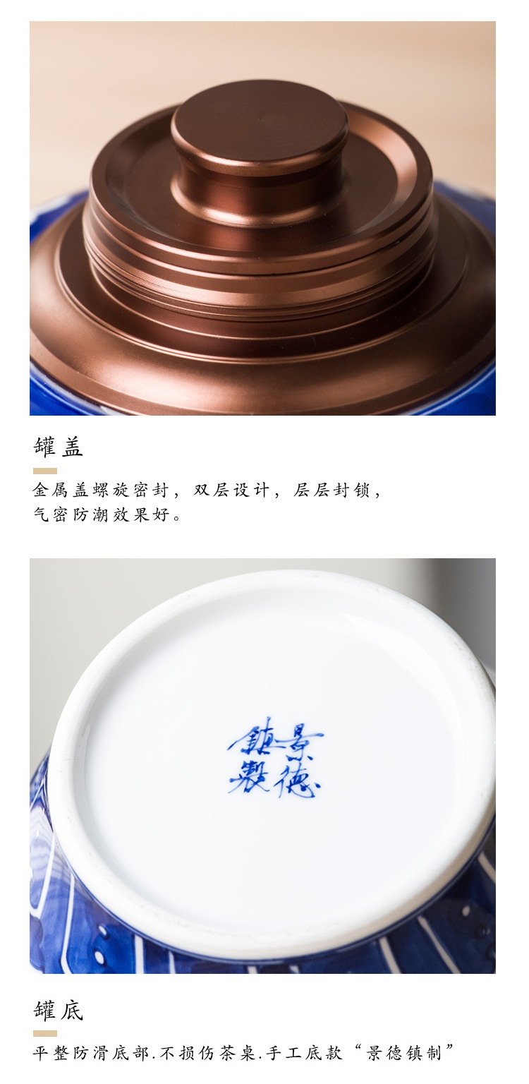 The Poly real view jingdezhen ceramic large Chinese blue and white porcelain tea pot seal high - grade household moistureproof checking out the tea