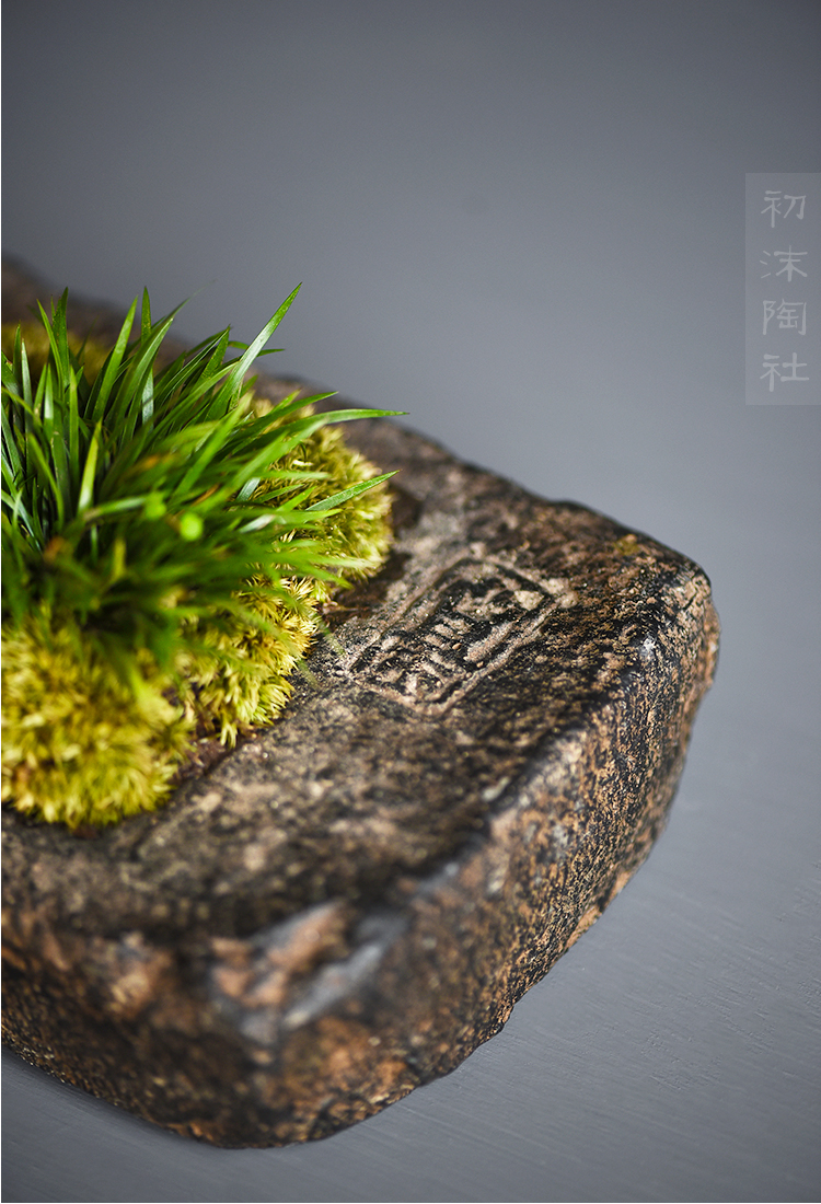 Poly real scene of tea plant flower tea table furnishing articles calamus basin ceramic vase zen imitation of han brick bonsai