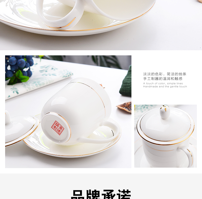 Jingdezhen ceramic cups with cover hand - made paint edge ipads China personal special glass office cup and cup cup