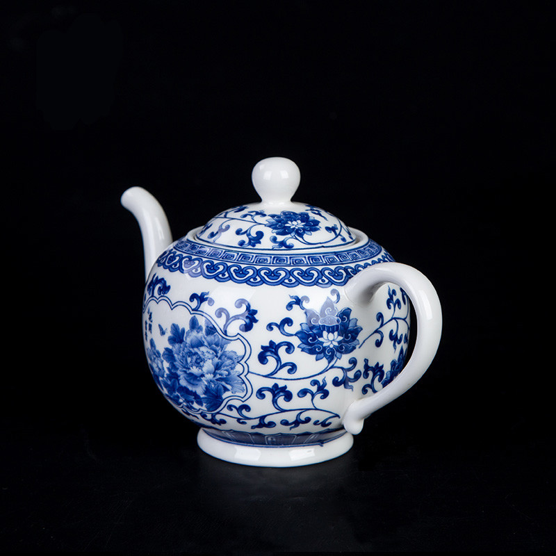 Poly real view jingdezhen blue and white porcelain ceramic teapot home office teapot Chinese kung fu tea set with filtering