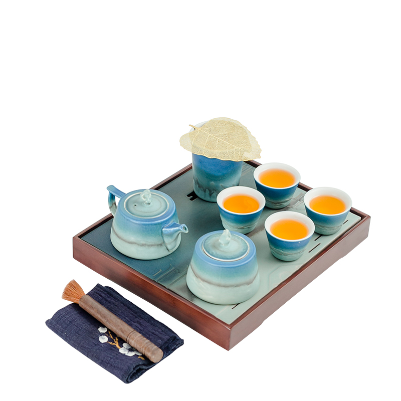 The Poly real scene tea set a small set of Japanese household contracted and I sitting room office ceramic teacup GaiWanCha kung fu