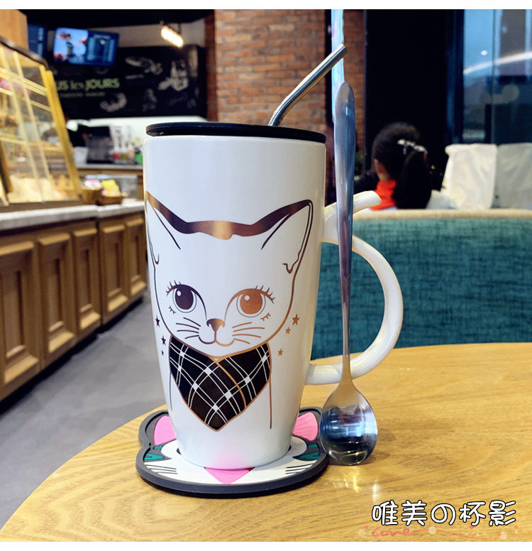 Han edition express cartoon water individuality creative ceramic keller cup office picking milk with cover coffee cup