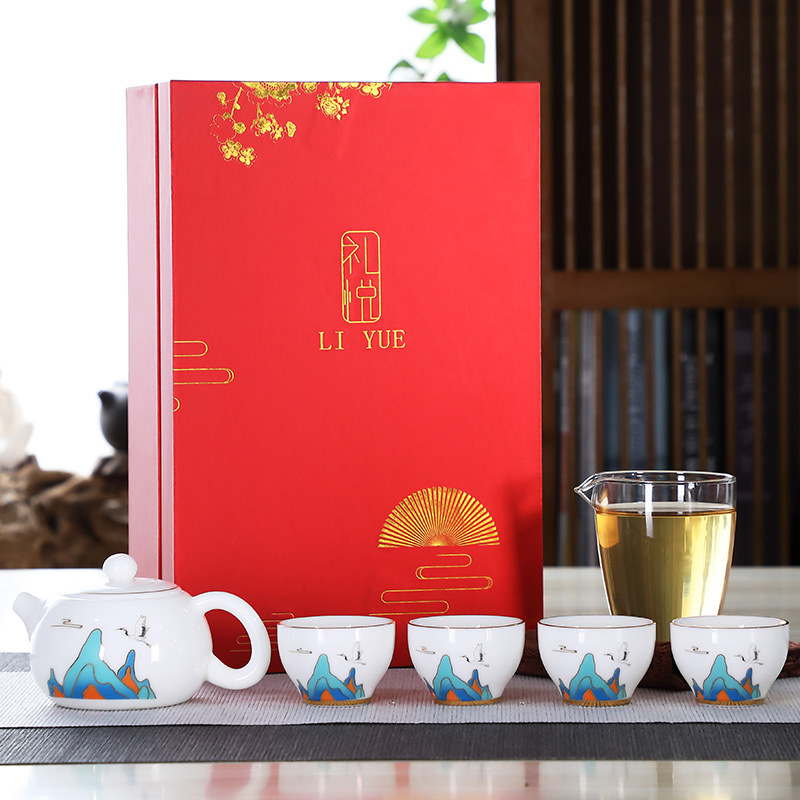 Kung fu tea set high - grade office the opened with small household tea set ceramic gifts custom logo