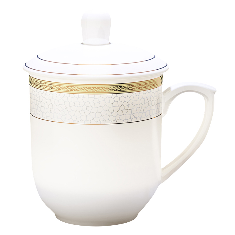 Jingdezhen ceramic cups with cover with handles mercifully cup with the personal special office hotel conference cup cup