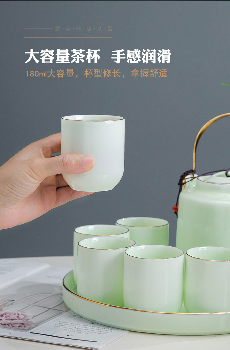 Jingdezhen ceramic kung fu tea set home sitting room a big pot of six cups of girder pot of tea tea tray teapot