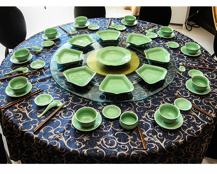 Scene home rhyme gathering Scene celadon tableware suit Chinese porcelain dish plate suit suit ceramic tableware combination