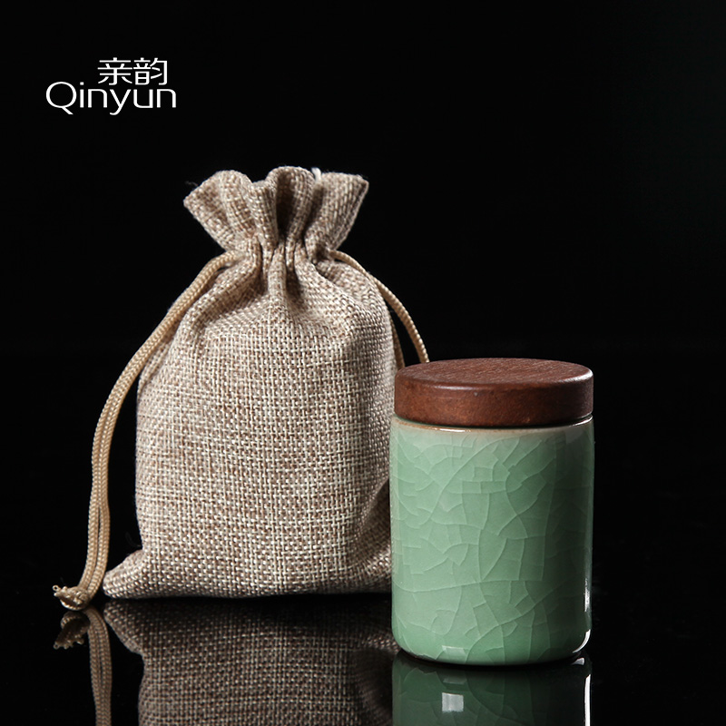 Poly real scene celadon mini caddy fixings work save small POTS ceramic POTS seal tea boxes