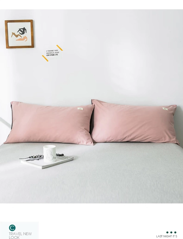 Vỏ gối cotton Nam Cực cặp bông giặt bông vỏ gối đơn màu rắn đặt 48x74cm - Gối trường hợp