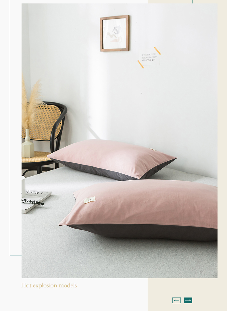 Vỏ gối cotton Nam Cực cặp bông giặt bông vỏ gối đơn màu rắn đặt 48x74cm - Gối trường hợp gối tựa lưng sofa gỗ