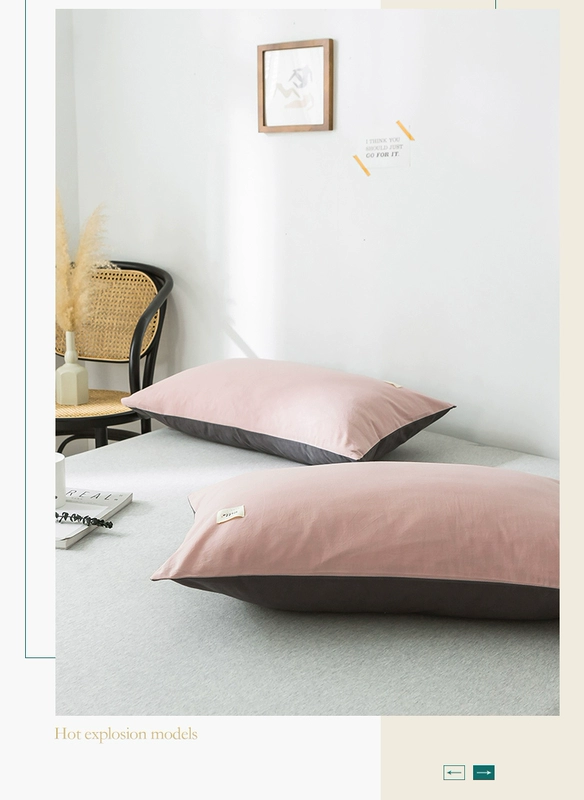 Vỏ gối cotton Nam Cực cặp bông giặt bông vỏ gối đơn màu rắn đặt 48x74cm - Gối trường hợp