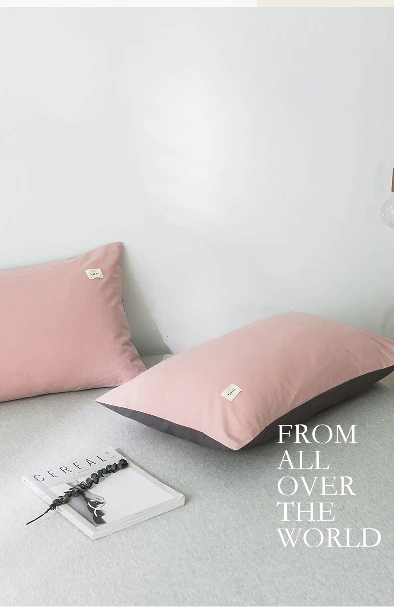 Vỏ gối cotton Nam Cực cặp bông giặt bông vỏ gối đơn màu rắn đặt 48x74cm - Gối trường hợp gối tựa lưng sofa gỗ