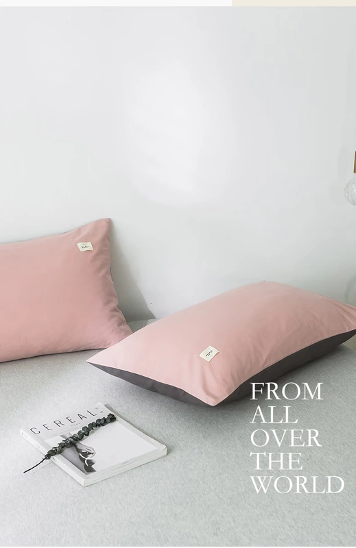 Vỏ gối cotton Nam Cực cặp bông giặt bông vỏ gối đơn màu rắn đặt 48x74cm - Gối trường hợp