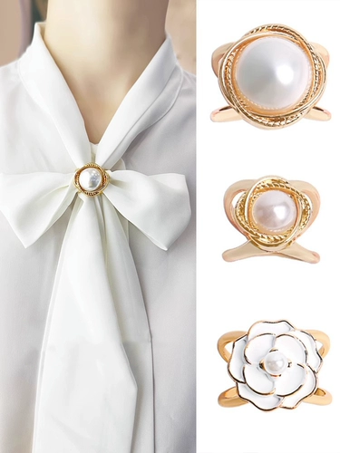 Высококлассный шарф на лацкан, пряжка с бантиком, горный чай, брошь из жемчуга, тонкое плетение