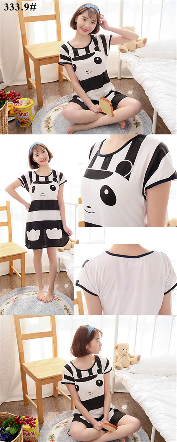 9.9 đặc biệt cung cấp phụ nữ mùa hè phần mỏng đồ ngủ dễ thương cartoon nightdress dress lỏng nhà thường dịch vụ