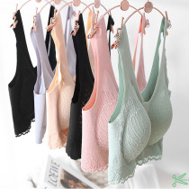 Small chest enlarged and large latex underwear without steel ring one piece lace autumn elastic vest bra