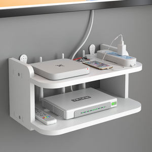 Wifi Wall-Mounted Tv Set-Top Box Router Storage Rack No-Drill Bracket Holder