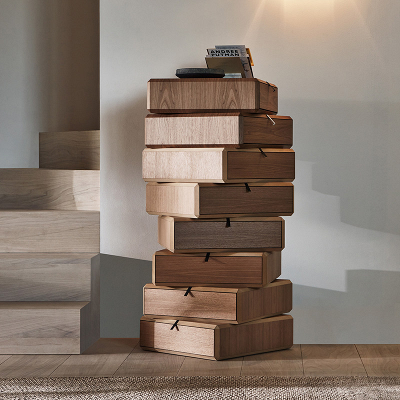 Modern minimalist bedside table wabi sabi wind rotatable minimalist creative locker small apartment bedroom light luxury bedside cabinet